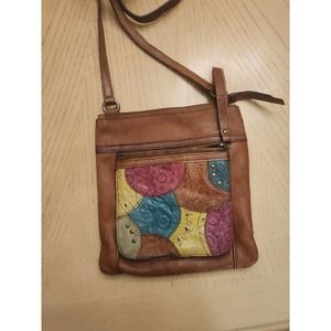Fossil leather Patchwork Crossbody brown & multicolor
